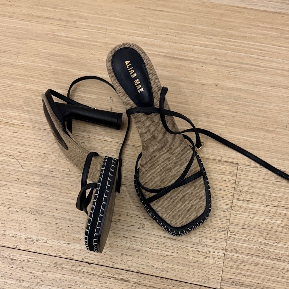 Alias Mae Black and Tan Strappy Heels